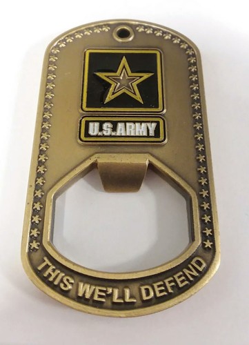 US ARMY "THIS WE'LL DEFEND" VIASAT Challenge Coin - DOG TAG/BOTTLE OPENER