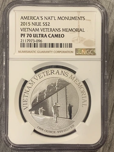2015- Niue- Monuments- Vietnam Veterans Memorial- NGC- PF70UC- Early Release