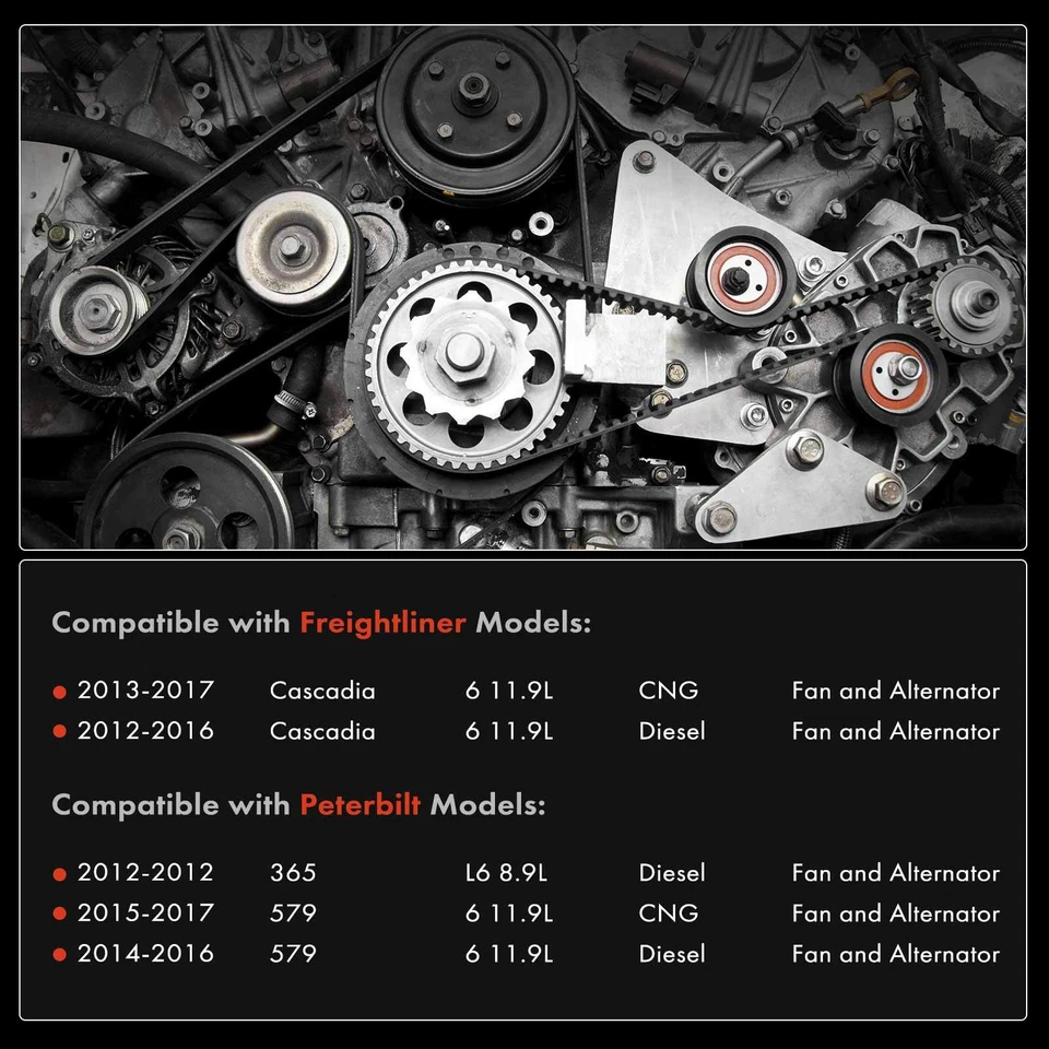 2x Kit de componentes de transmisión por correa Serpentine para Freightliner Cascadia Peterbilt 365 Foto 2 de 4