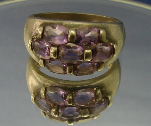 Vintage 925 Silver 7 Stone Amethyst Ring Size 9