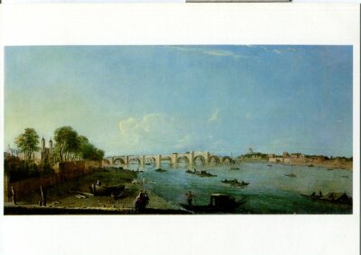 Westminster Bridge under construction (Wilson 1744) Tate Gallery modern postcard