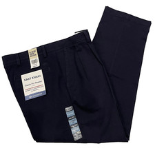 Dockers Mens Classic Pleated Easy Khaki Stretch 36X32 Navy Blue W36L32