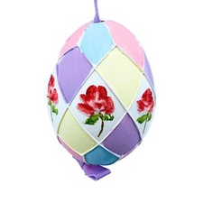Easter Egg Ornament: Peter Priess Easter Egg; Rose Bud w/Pastel Diamond Panels