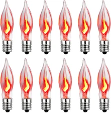 Christmas Flicker Flame Light Bulbs, 12 Pack C7 Crystal Clear Flickering Light B