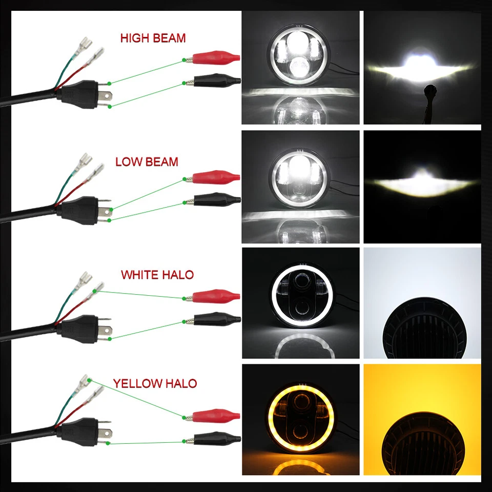 Faros LED negros de haz alto/bajo de 5,75"" 4 piezas para Chevy Corvette C1 C2 1959-1982 Foto 4 de 4