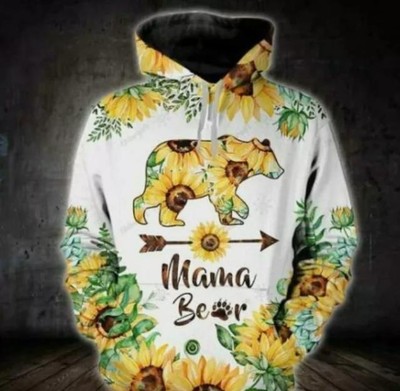 Happy Mother s Day Sunflowers Mama Bear Hoodie 3d - all printed