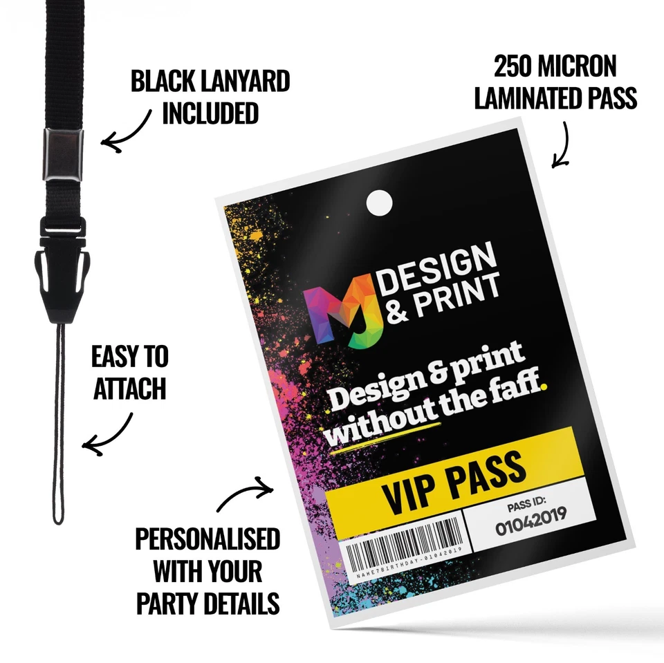 Personalised Cute Kids Halloween Style Vip Passes Lanyard Party Invitations - Image 2 of 3