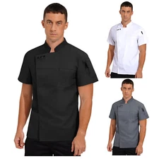 Unisex Men Women Jacket Breathable Tops Professionals Coat Slim Fit Chef Cafe