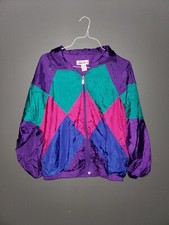 J. S. Authentics Vintage Womens Size Large Bright Colorblock Windbreaker Jacket