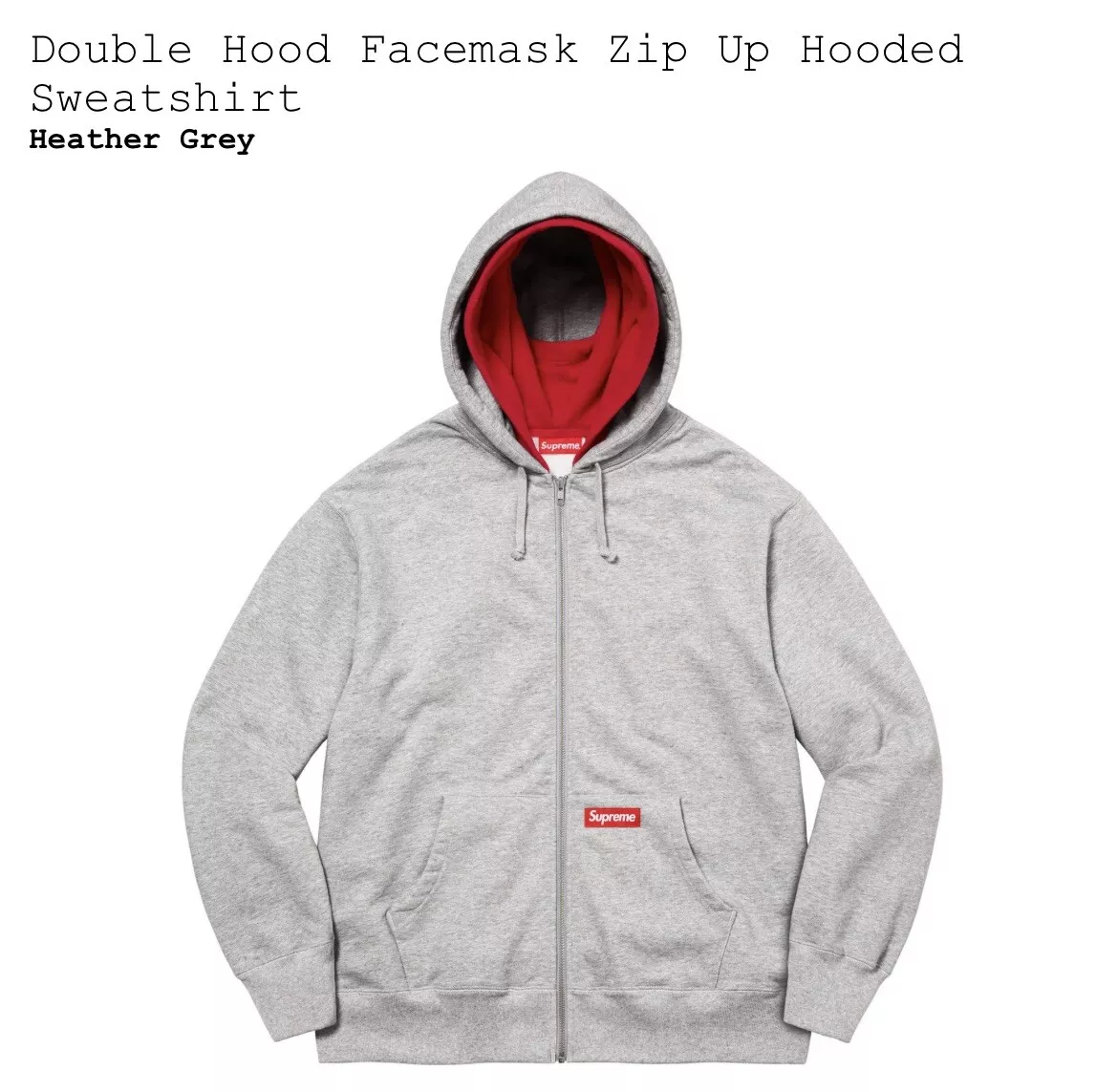 Brand New Supreme Double Hood Facemask Zip Up Hooded Sweatshirt - Size M -  FW22