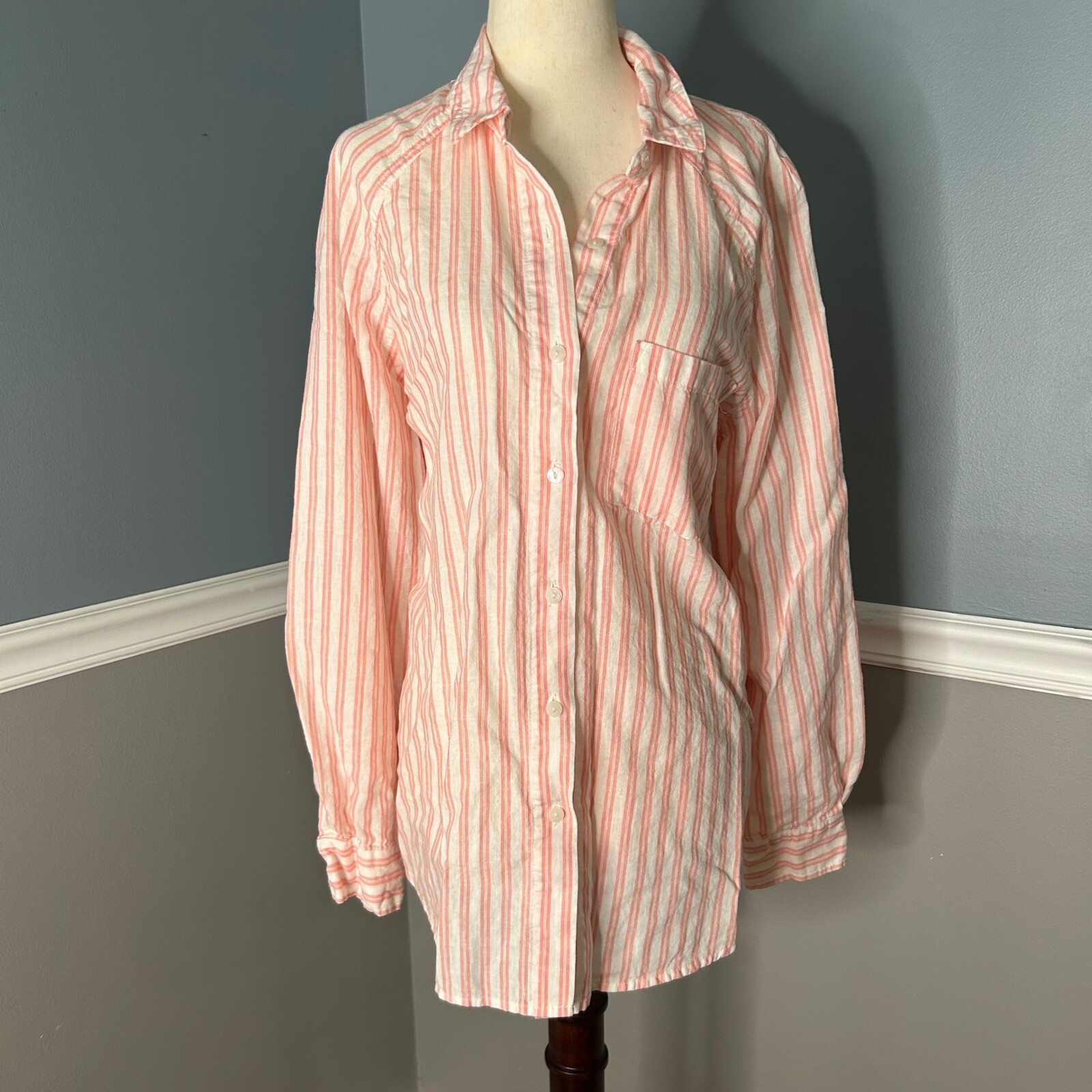 Universal Thread Striped Linen Blend Button-Up Sh… - image 1