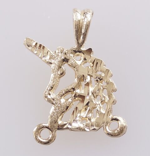 10k Yellow Gold Diamond Cut Unicorn Charm Pendant - image 1