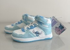 Disney Stitch Girls US Size-12 Glitter Blue/White High Top Trainer Shoe- Primark