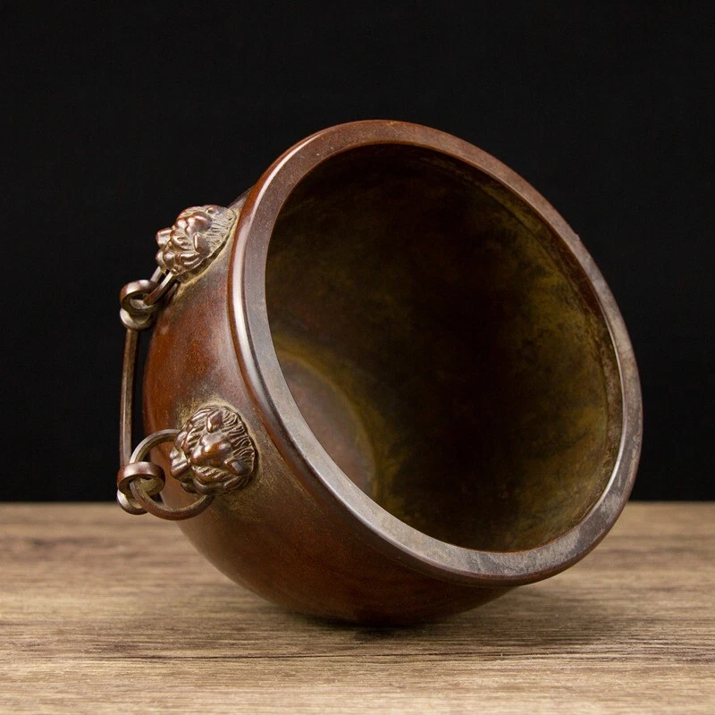 Cilindro de Bronce China 15 CM Latón Antiguo Animal Cilindro Bestia Olla Tarro Foto 3 de 4