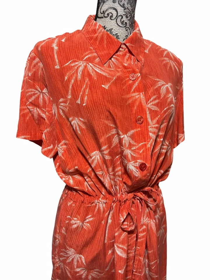 Diane von Furstenberg Women’s M Silk Assets Tropical Hawaiian Midi Shirt Dress - Image 2 of 4