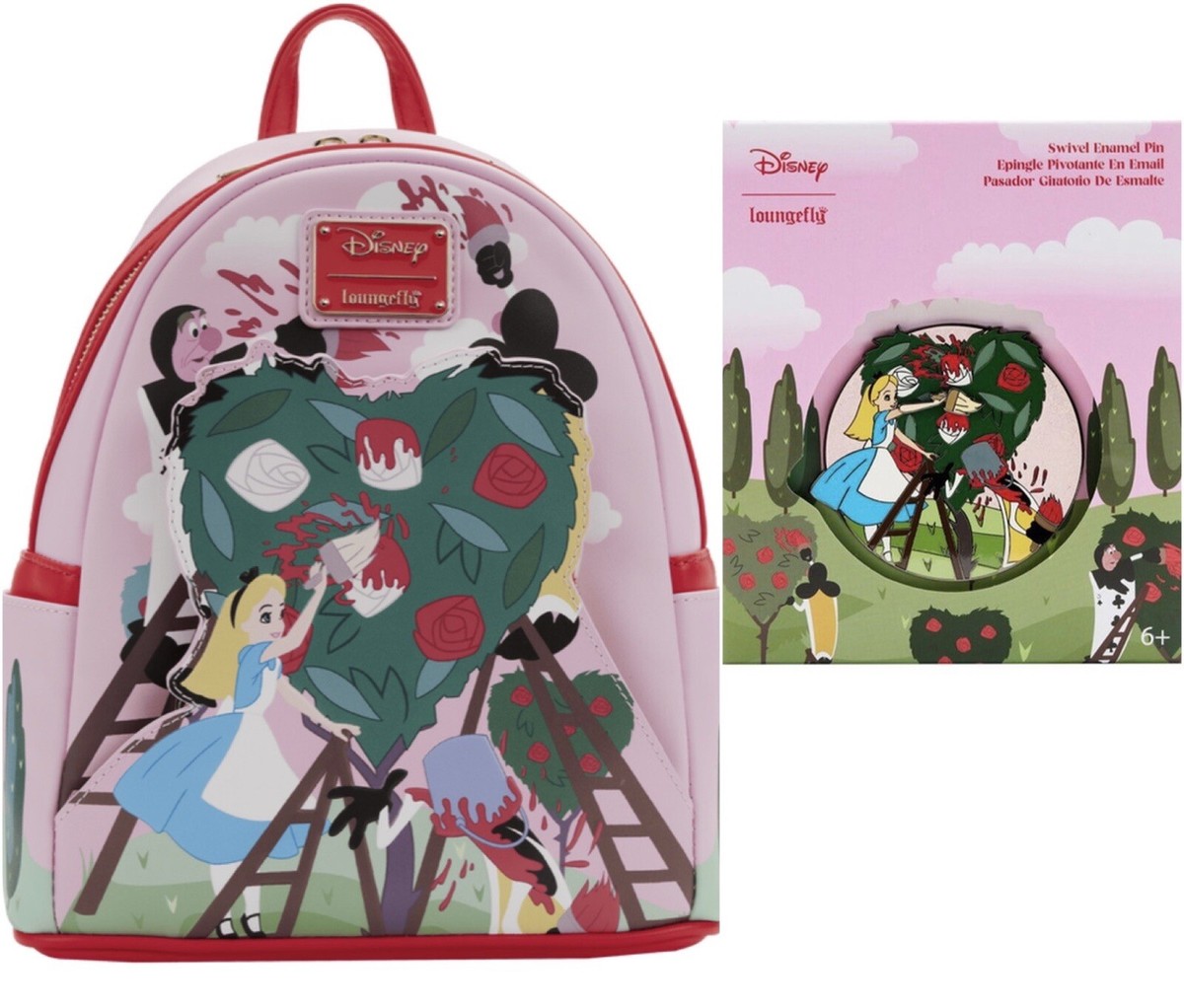 ☆Disney限定Loungefly 不思議の国のアリスPaintingミニBackpack Loungefly Disney Alice in Wonderland Painting Roses Backpack