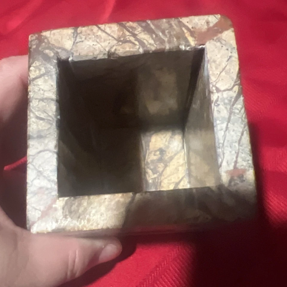 Tocador de baño de mármol genuino marrón tostado cepillo de dientes maquillaje soporte para cepillo Foto 3 de 4