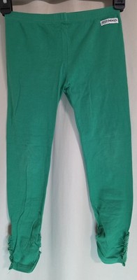 Girls Green Leggings By Little Fashionista Size 10 With Ruffles At Ankle