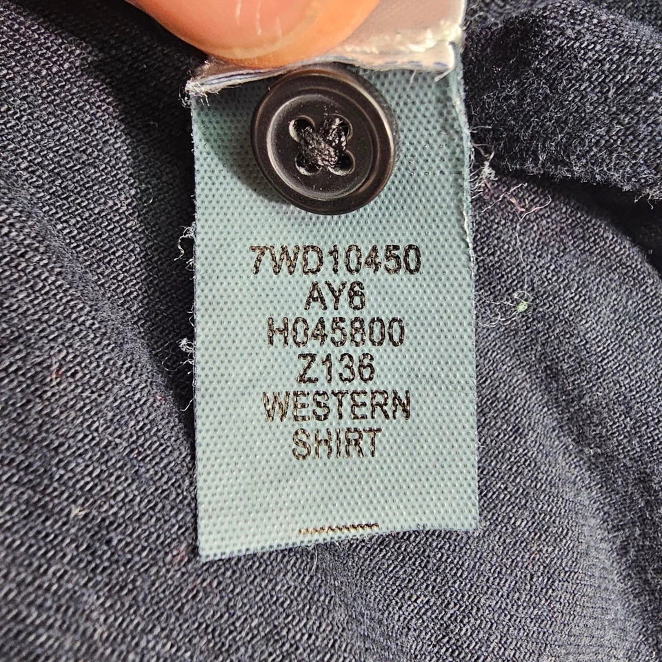 Camisa Western Lucky Brand Para Hombre Denim Negra Botón a Presión - Mediana Grunge Gótica Usada en Excelente Condición Foto 4 de 4