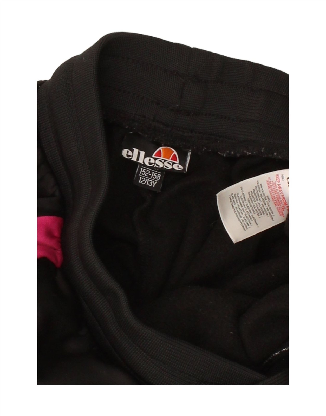 ELLESSE Girls Tracksuit Trousers Joggers 12-13 Years  Black Colourblock BP06 image 3