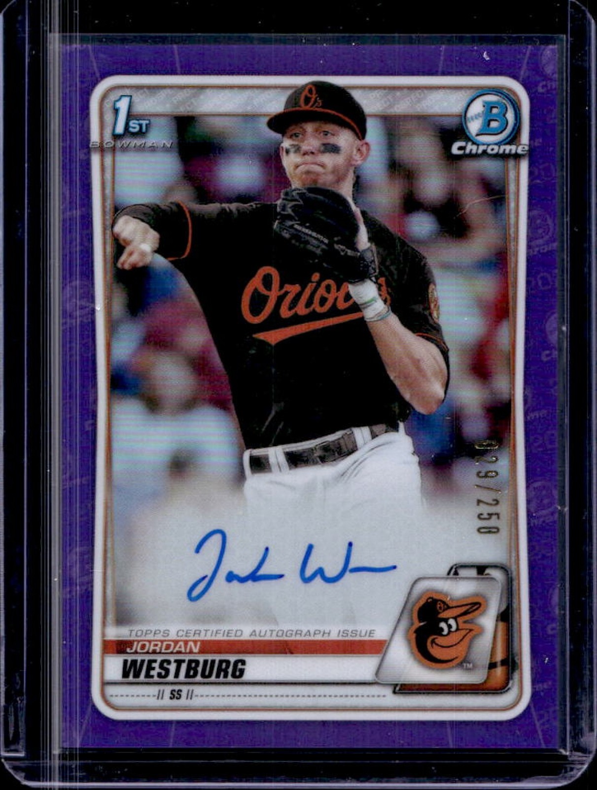 2020 Bowman Draft Jordan Westburg Chrome Auto 1st Purple Refractor #/250 Orioles