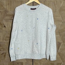 Gloria Vanderbilt Womens Gray Embroidered Crewneck Sweatshirt Size M Cozy