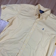 VINTAGE Polo Ralph Lauren Button Shirt Mens XXL Yellow Blue Pony Blake Cotton