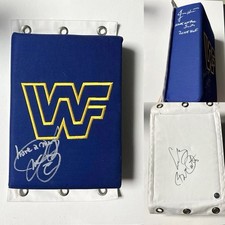 MICK FOLEY, BOB ORTON, JIMMY HART HAND SIGNED WWE WWF TURNBUCKLE W/COA