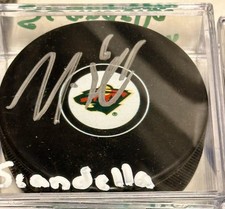 Marco Scandella signed Minnesota Wild logo Puck w/cube