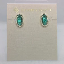 New Kendra Scott Ellie Gold Stud Earrings In London Blue