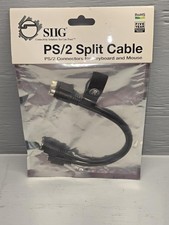 SIIG PS/2 Split Cable PS2 Male To 2x Female Keyboard Mouse Y Adapter Black 9.8in