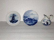 Lot of 3 Blue and White Delft Miniatures Holland Germany Windmills Cottage