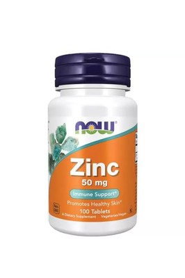 NOW Foods Zinc 50 mg 100 Tabs, immune support, promote healthy skin