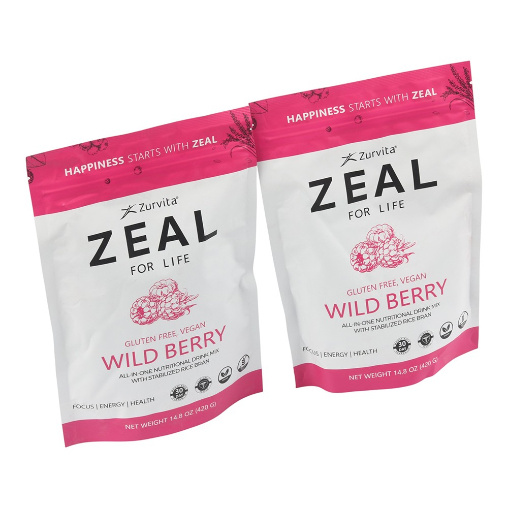 2 Pack Sale Zurvita Zeal for Life Energy/Health Drink - Wild Berry GLUTEN FREE