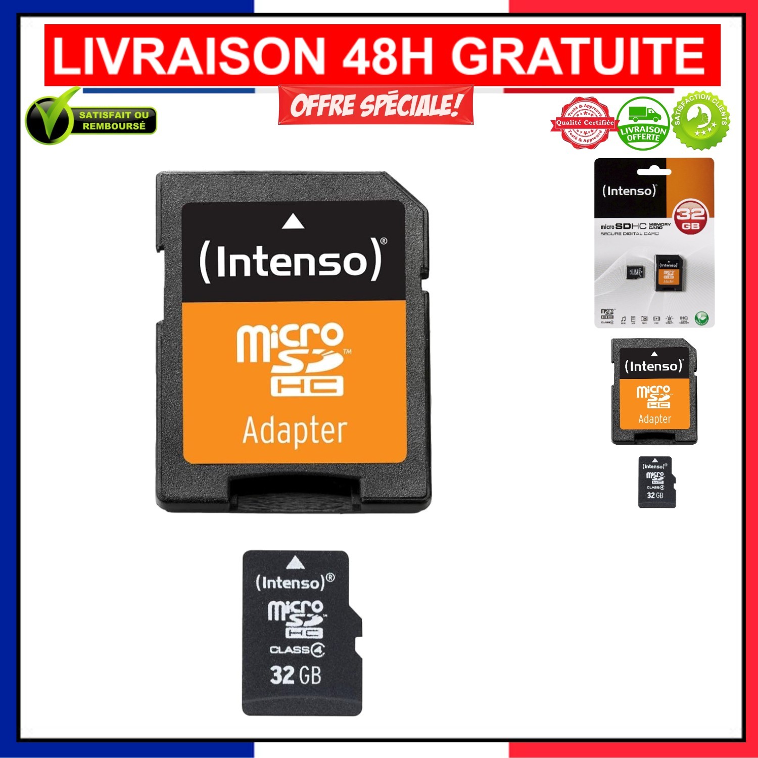 Carte Micro SD 32 Go Intenso Classe 4, stockage externe pour lecteur MP3 et smartphone