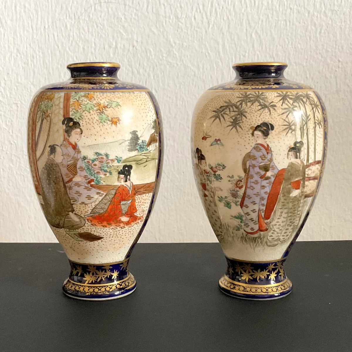 陶瓷蓝色1900-1940 年日本花瓶| eBay