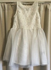 Girls XS 4/5 Dress W/ Flowers, Netted Sleeveless, New by Cat . Jack, White