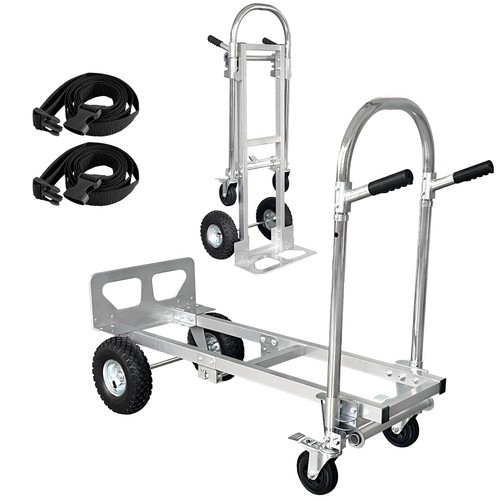 Convertible Hand Truck Dolly Cart with Wheels Heavy Duty/with 4 Wheels&Brakes... - Picture 1 of 8