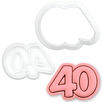 BAKERLOGY Number 40 Mini Cookie Cutter & Stamp Set   Double Digit Milestone B...