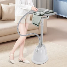 1350W White Professional Standing Garment Steamer w/Ironing Board&Garment Hanger