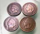 LOT OF 4 CONSECUTIVE 90'S- 1896, 1897, 1898 & 1899 INDIAN HEAD PENNIES (# 21866)