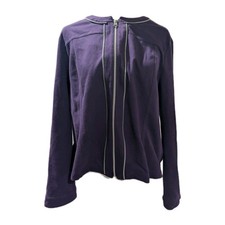 Chico's Women's Size 2 Large Purple Jacket Blazer Cardigan Silver Zipper