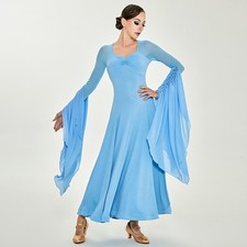 Latin Ballroom Dance Dress Modern Salsa Waltz Standard Long Dress Q203 2 Colors