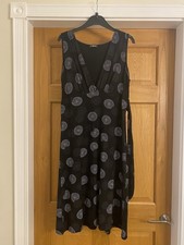 Y2K 2000s Vintage Black Dot Spot Dress With Tie Waist Medium 10-12 Summer