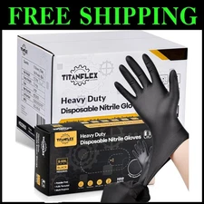 Disposable 6 Mil Black Nitrile Gloves - Fully Textured, Multiple Sizes Available