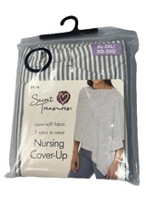 Secret Treasures Nursing Cover-Up XL-3XL Gray White Stripe Soft Stretch 3-Way