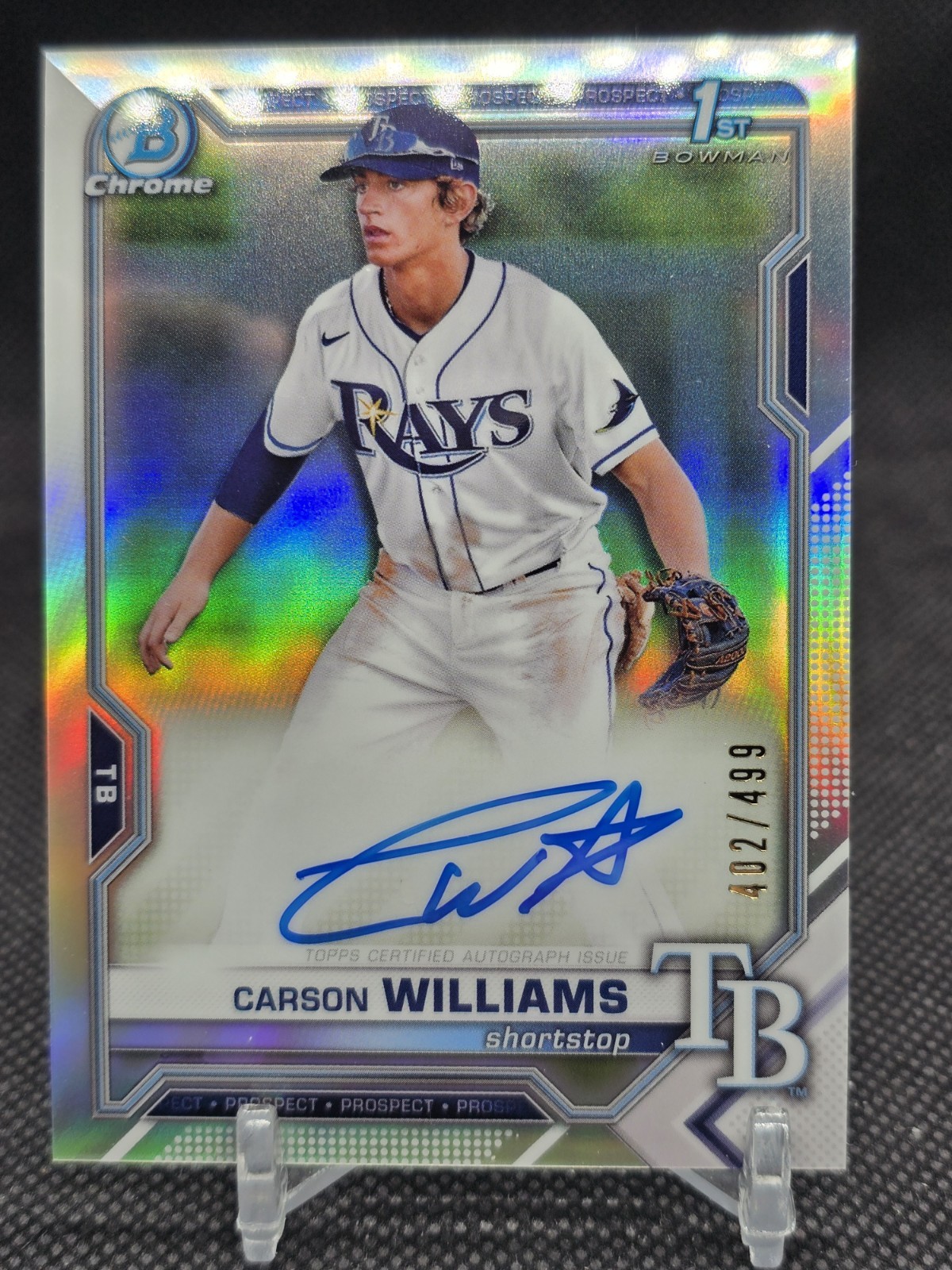 2021 Bowman 1st Chrome CARSON WILLIAMS Auto Refractor #d /499 🔥 RC