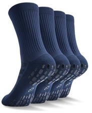Grip Socks Soccer - Cushioned Non-Slip Grippy for Men Large 2 Navy Blue