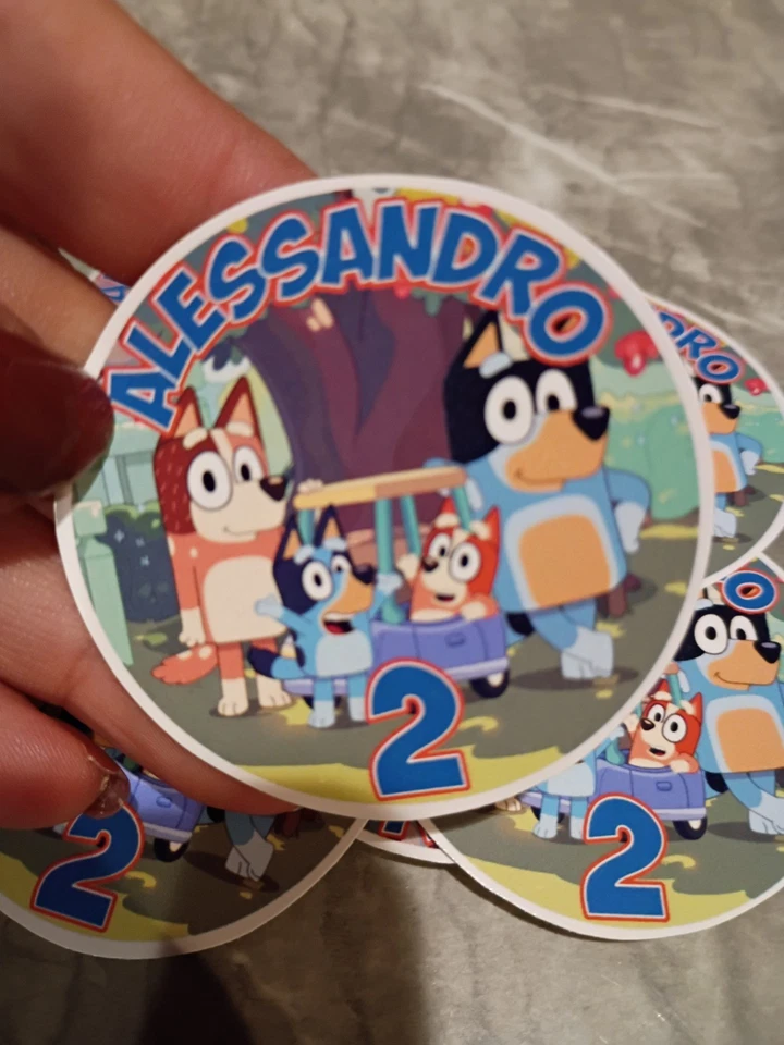 20 ct  BLUEY AND BINGO 2" Sticker for Bag Treat Box Birthday Party Favor - Image 2 of 2