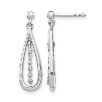 14 Karat Weißgold 1/20 Karat Diamant Träne Ohrhänger Ohrstecker Damen